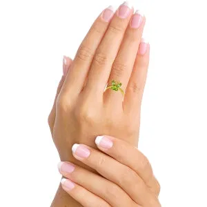 0.6 Carat 14K Solid Yellow Gold Butterfly Ring Natural Peridot