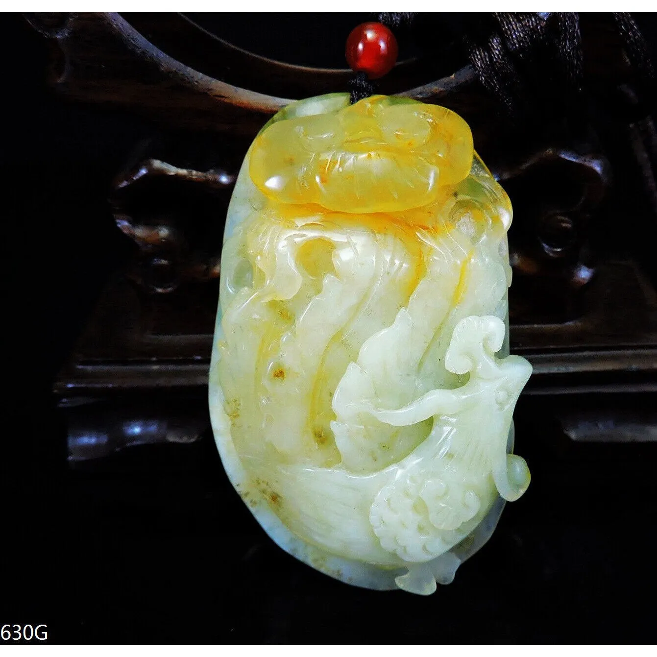 100% Natural Hand-carved Jade Pendant Jadeite Necklace Phoenix & Ruyi