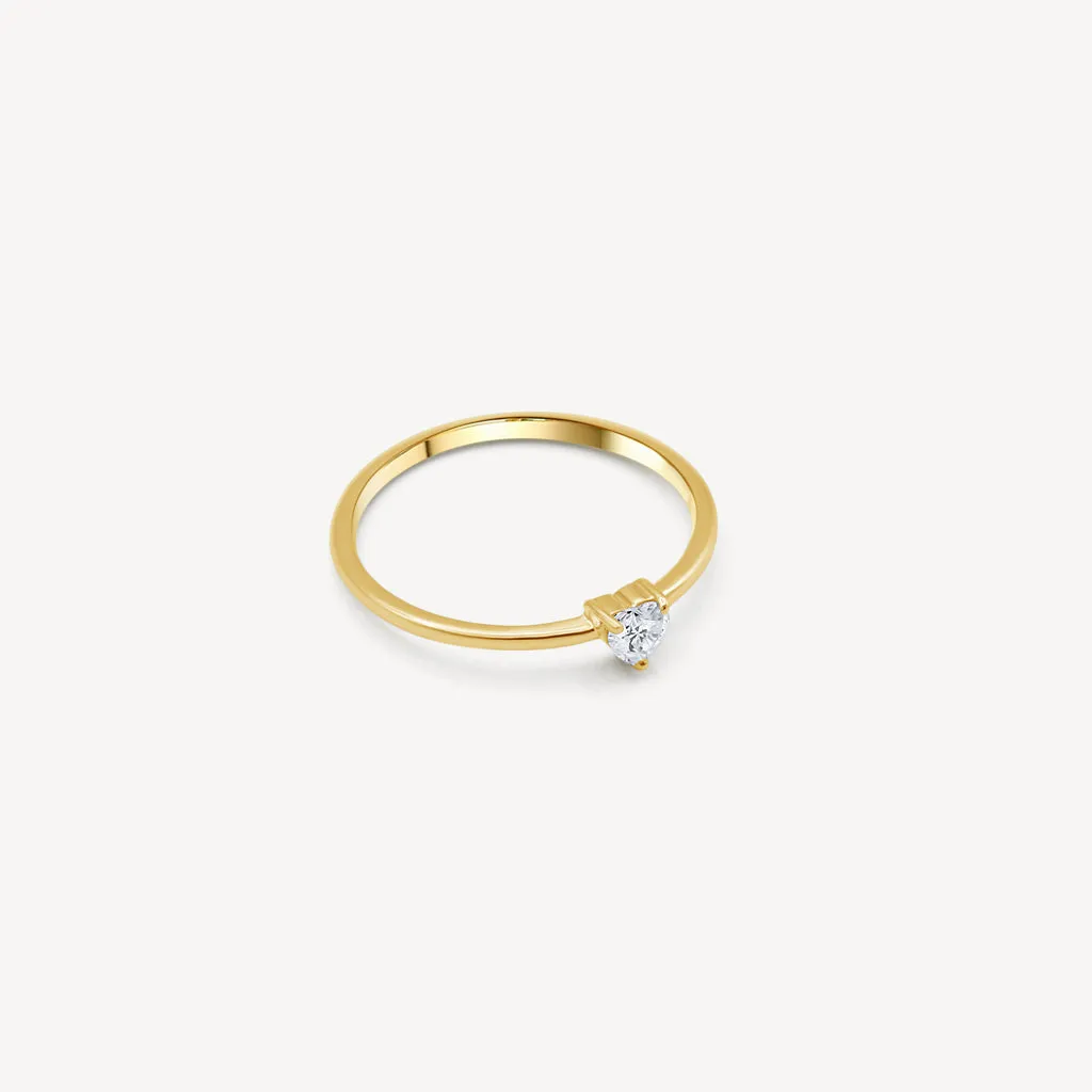10k Gold Single Band Heart Diamond Engagement Ring