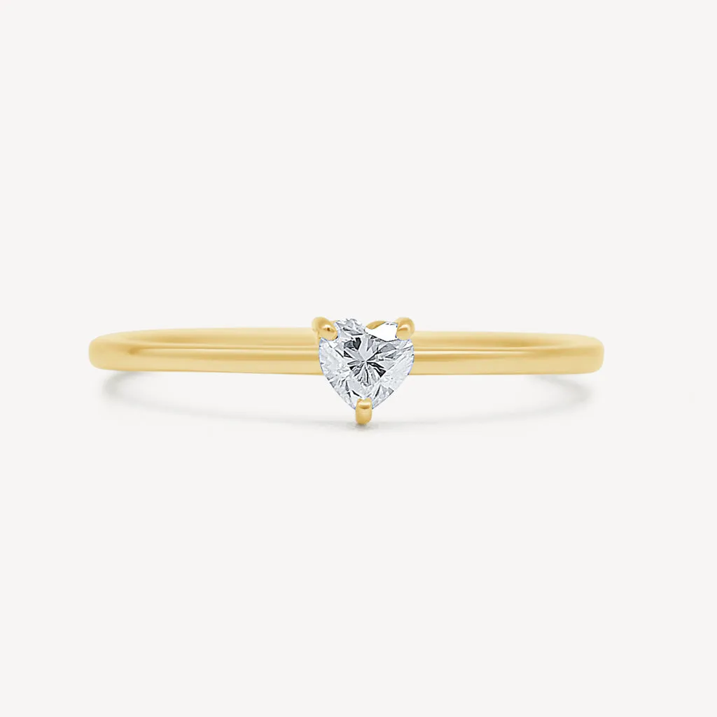 10k Gold Single Band Heart Diamond Engagement Ring