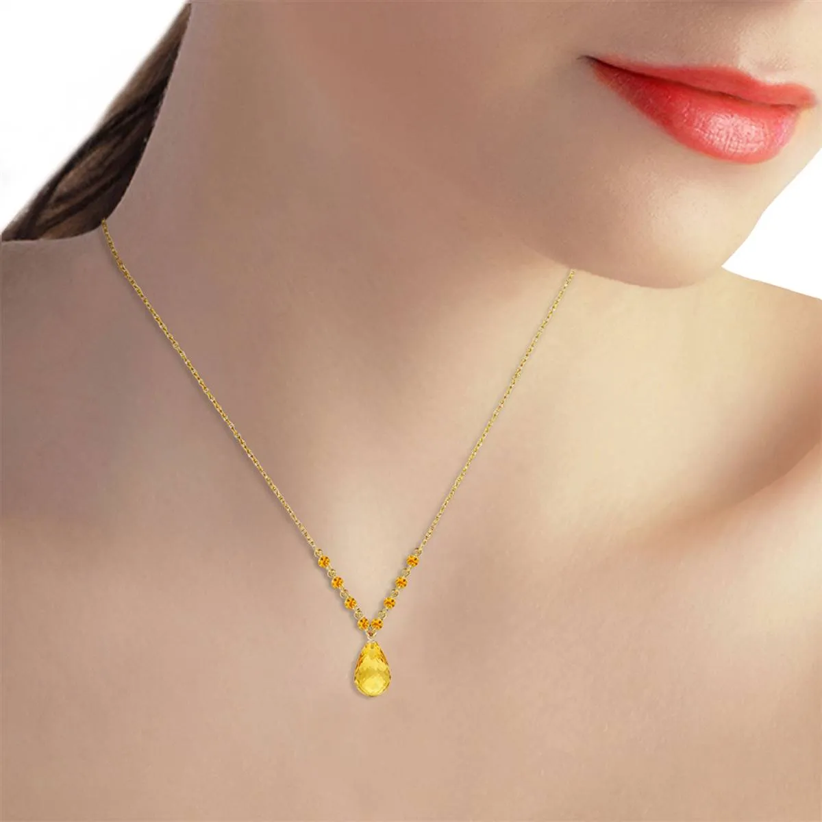 11.5 Carat 14K Solid Yellow Gold Impossible Otherwise Citrine Necklace