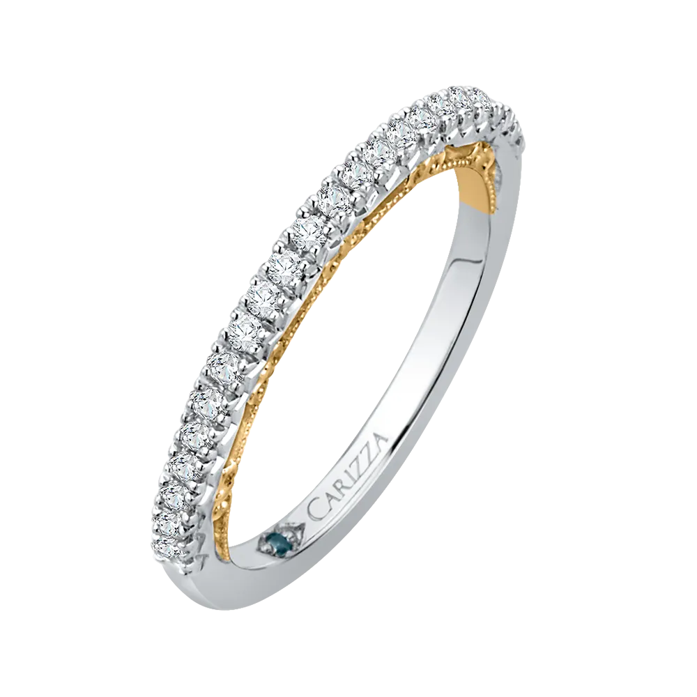 14K Two Tone Gold Round Diamond Half Eternity Wedding Band