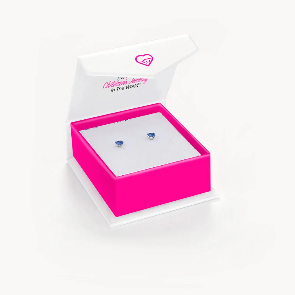 14k White Gold Delicate Cubic Zirconia Heart 4mm Kids / Children's / Girls Earrings Screw Back