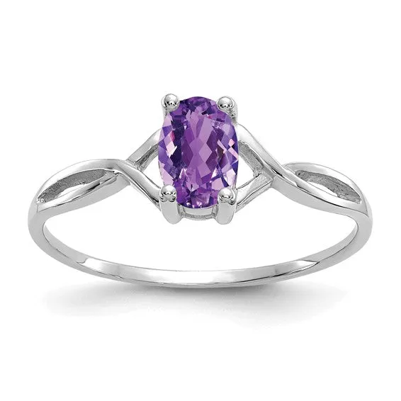 14k White Gold Genuine Oval Birthstone Rings