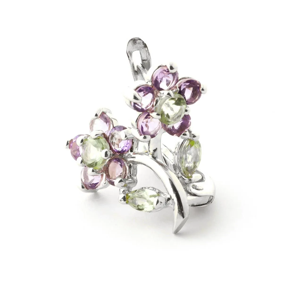 1.72 Carat 14K Solid White Gold Break Those Chains Amethyst Peridot Earrings