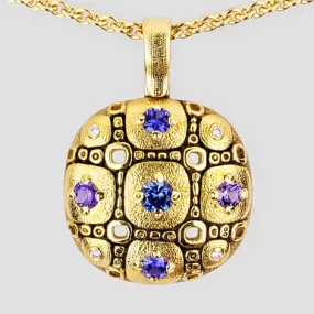 18K, Sapphire and Diamond "Little Windows" Pendant Necklace - M-113S19