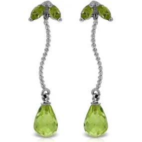 3.4 Carat 14K Solid White Gold Muse Of Joy Peridot Earrings