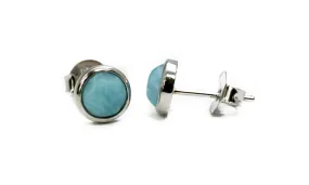 6mm Larimar Bezel Set Stud Earrings