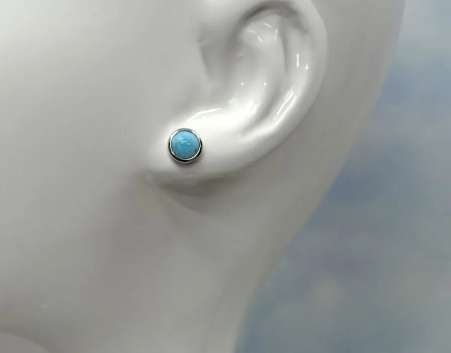 6mm Larimar Bezel Set Stud Earrings
