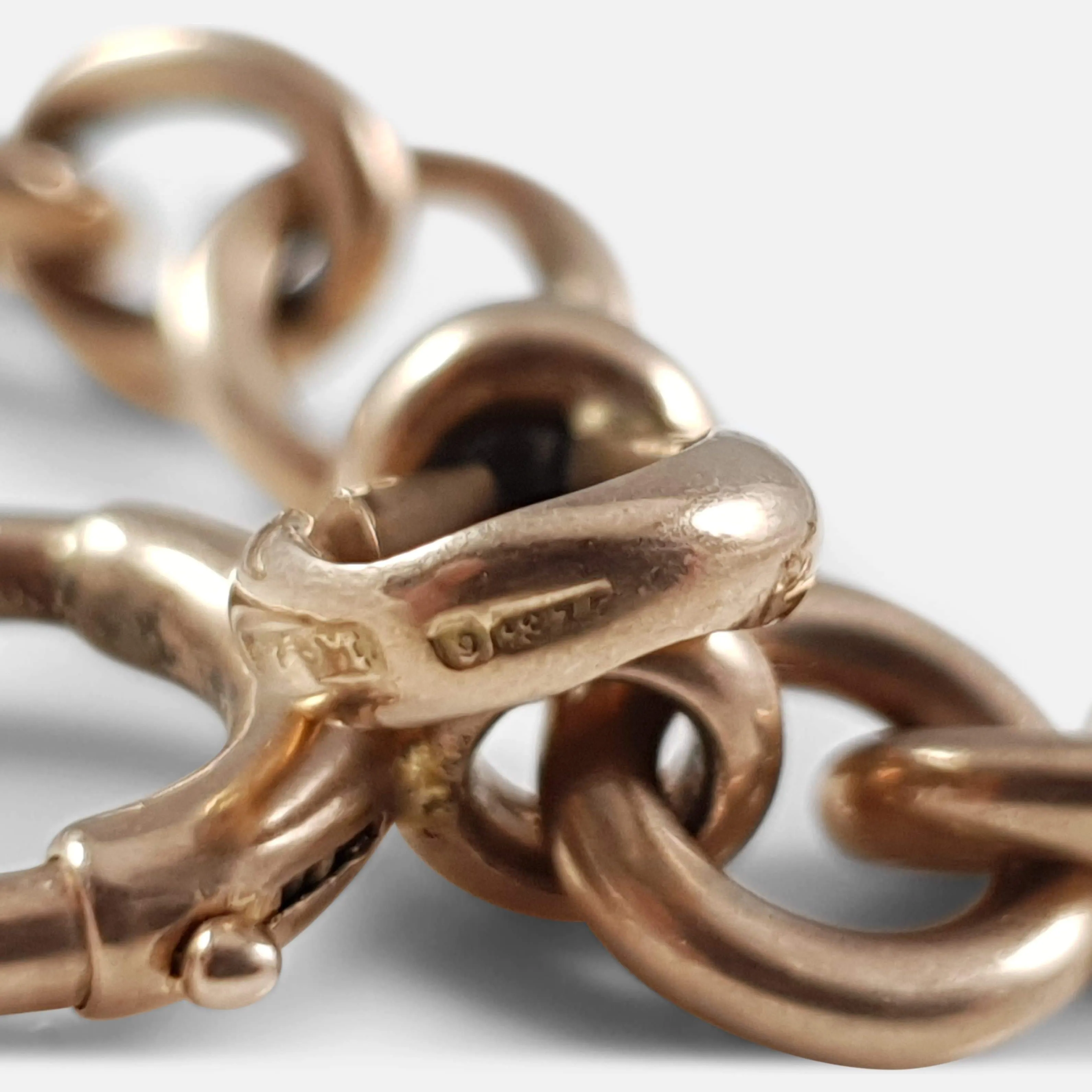 9ct Rose Gold Trombone Link Albert Watch Chain, 1911