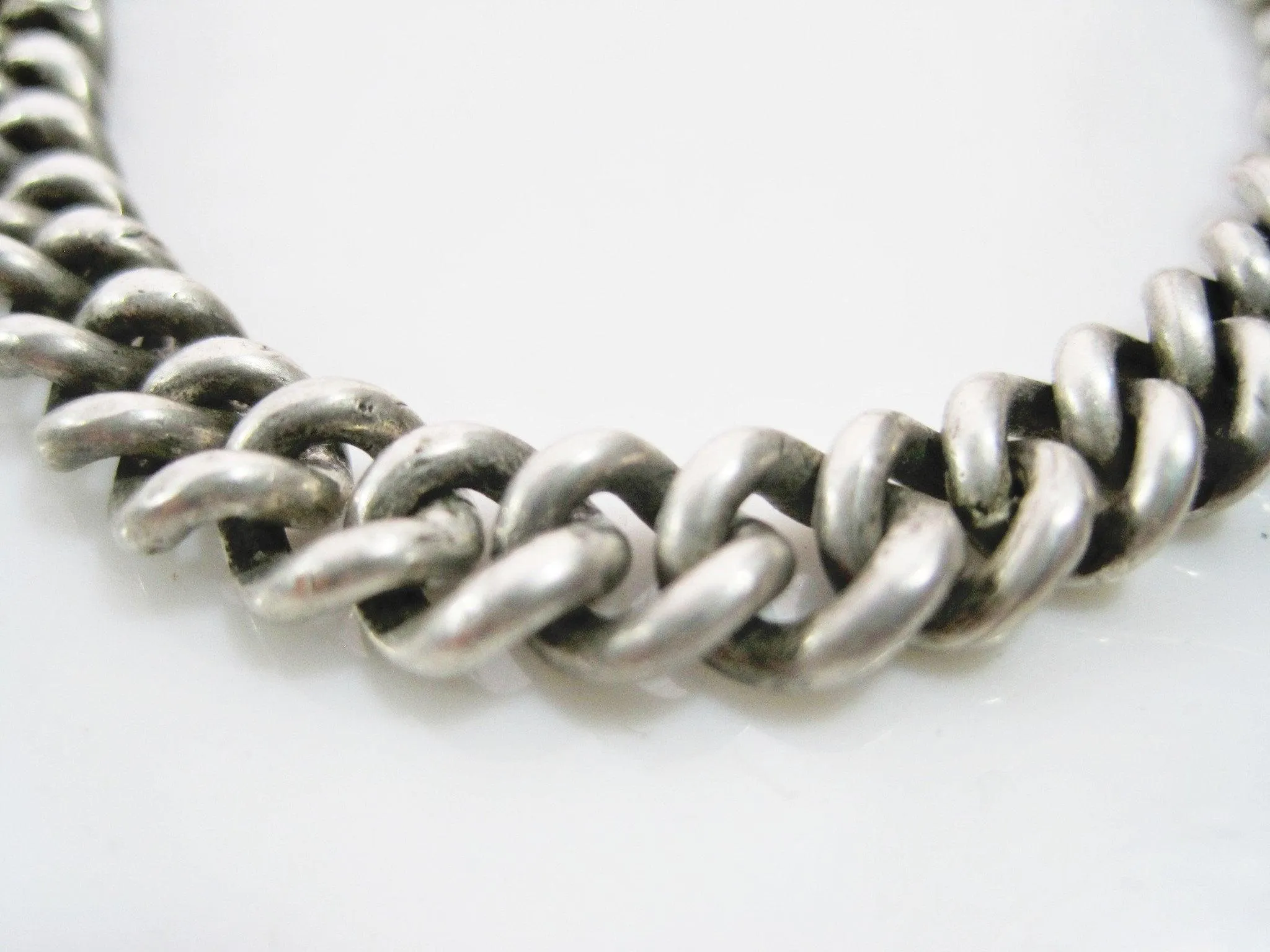 Antique Solid Silver Pocket Watch Chain Bracelet from Turkey