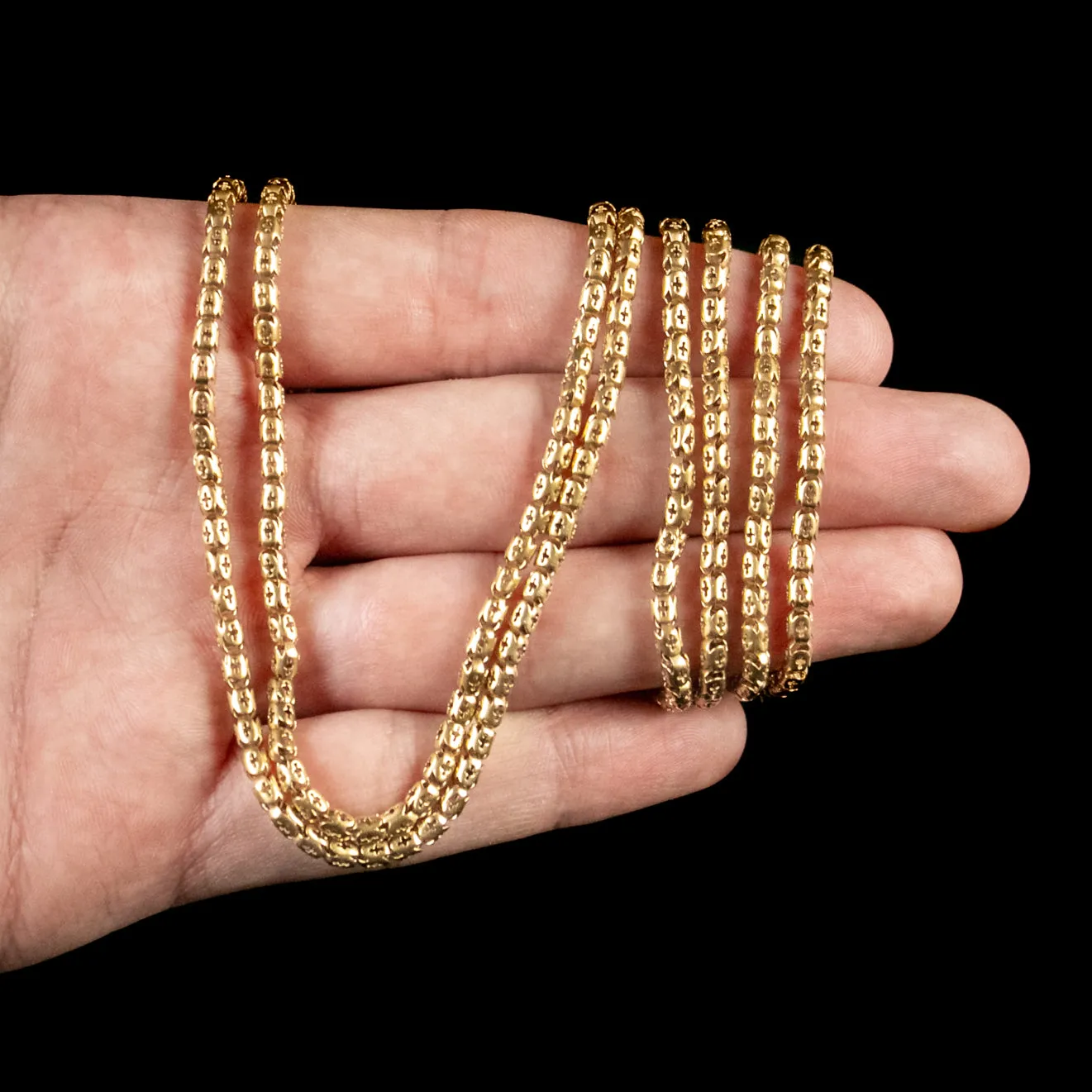Antique Victorian Guard Chain 18Ct Gold On Silver Link Necklace Circa 1880