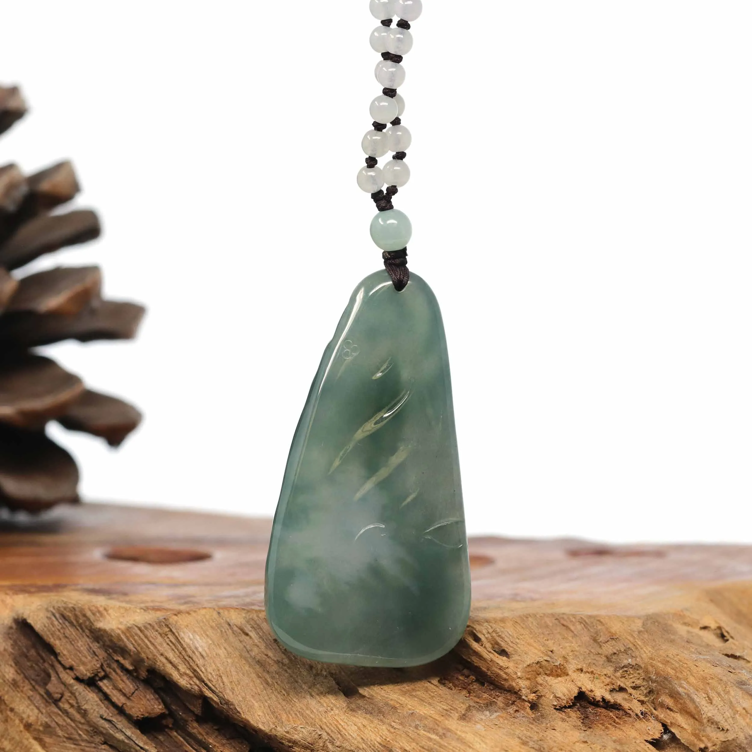 Baikalla "Goddess of Compassion" Genuine Burmese Jadeite Jade Guanyin Necklace