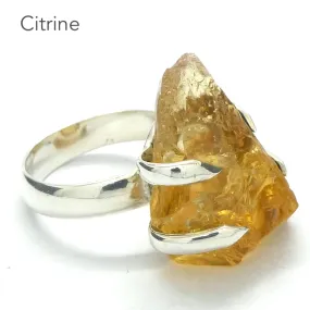 Citrine Ring, Raw Nugget, Size 5.75, Sterling Silver 925