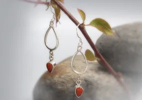 Coral Drop Sterling Silver Earrings