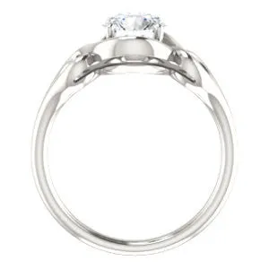 Cubic Zirconia Engagement Ring- The Bentley (Customizable Round Cut Solitaire with Wide Tapered Band and Side Engraving Motif)