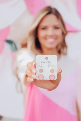 Delphi Stud Earring Set - Pink