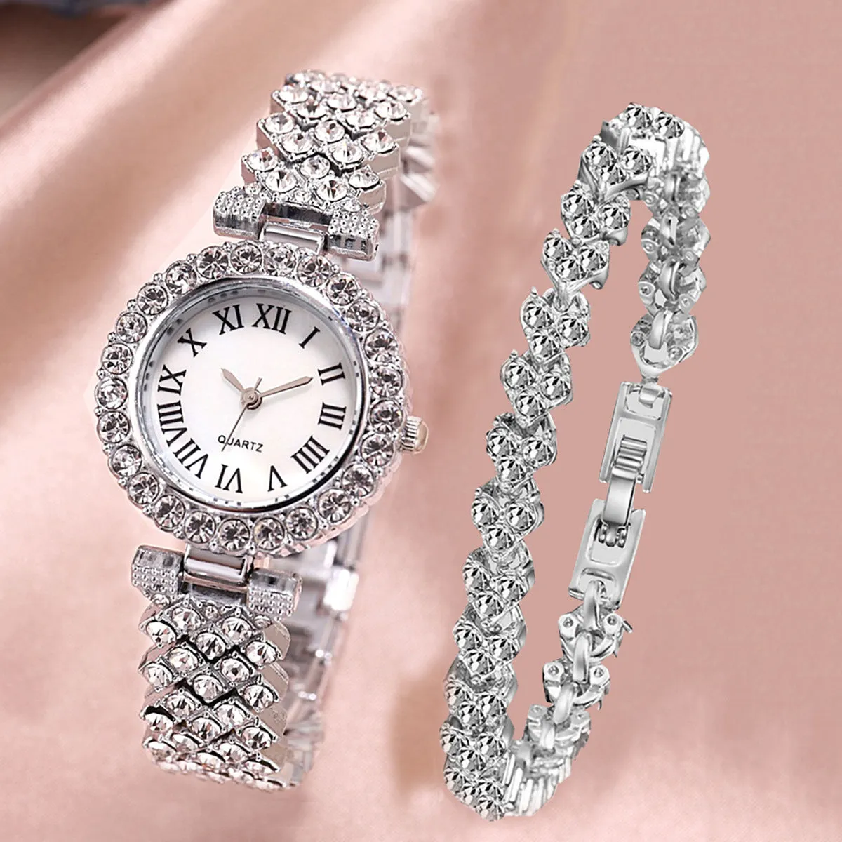 Diamond-Embedded Starry Bracelet Watch Bracelet Gift Set for Women