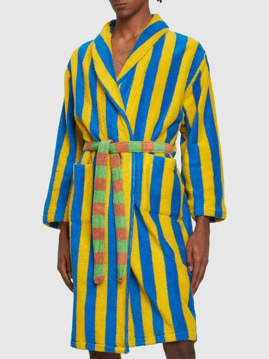 Dusen Dusen   Reef Stripe cotton blend bathrobe 