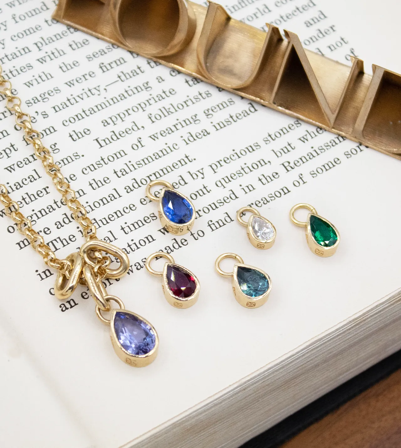 Forever & Always a Pair - Love : 0.45ct Gemstone Pear Pendant with Oval Push Gate