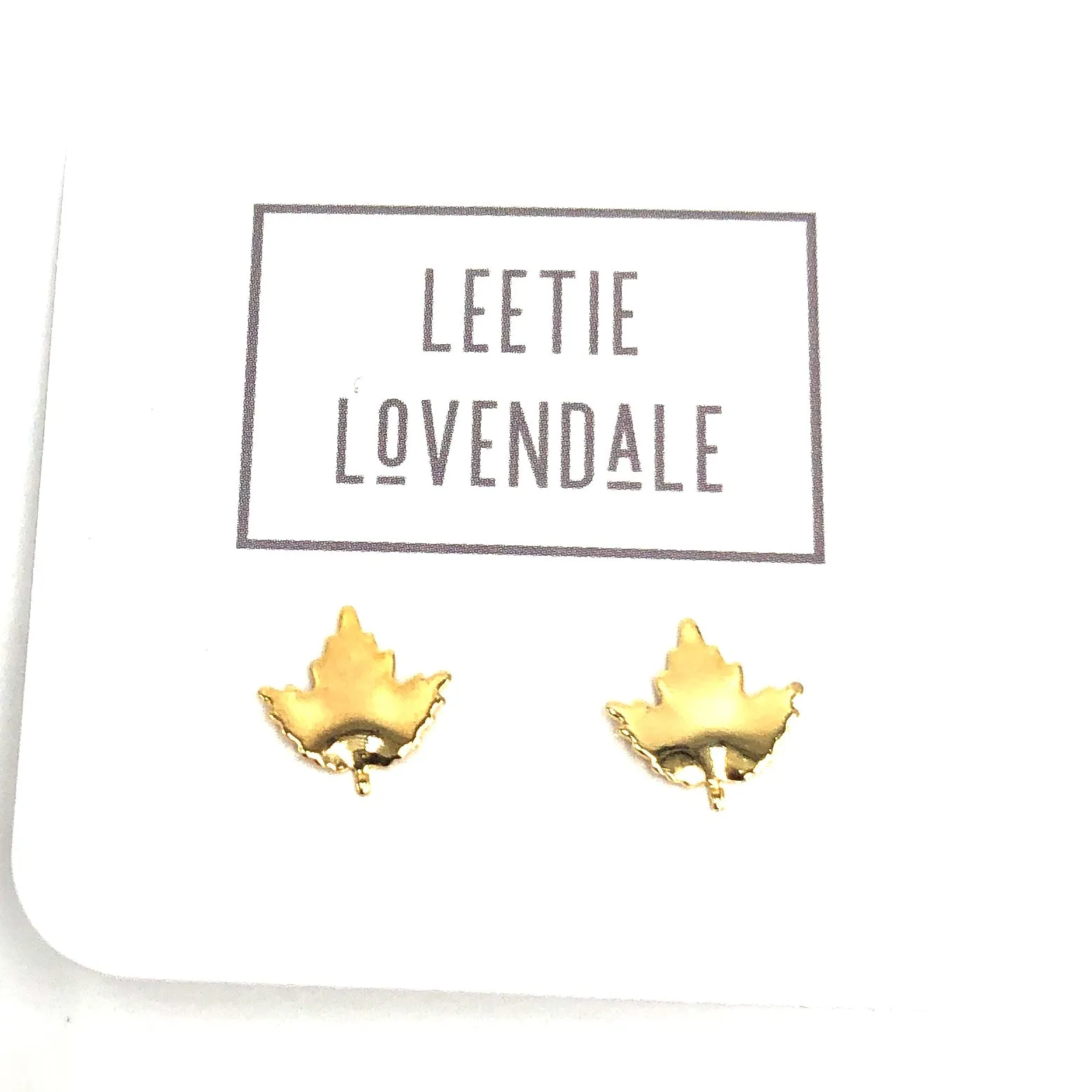 Gold Maple Leaf Deadstock Stud Earrings