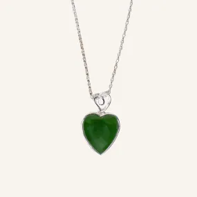 Greenstone & Silver - Heart Pendant