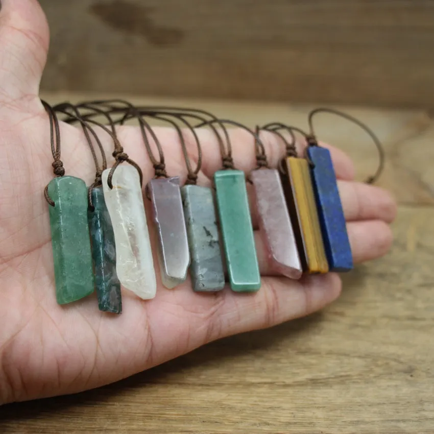 Healing Crystal Natural Stone Slice Pendants Necklace