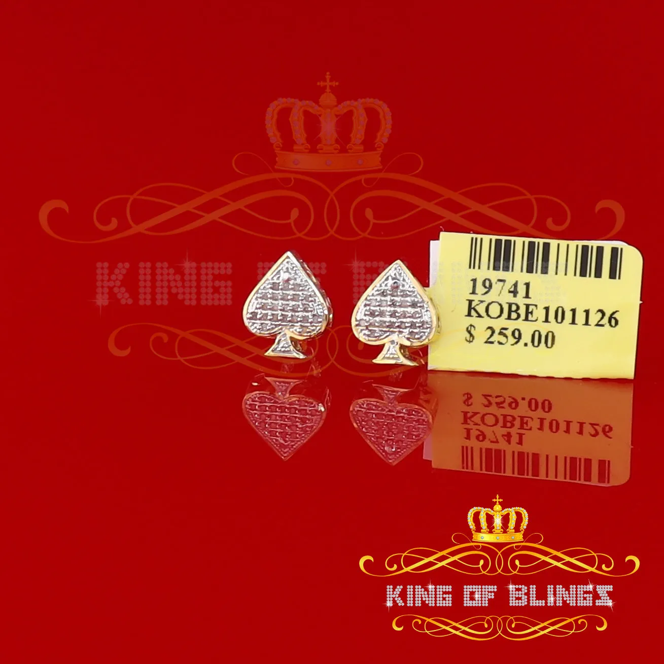 King of Blings-925 Sterling Silver Yellow 0.10ct Diamond For Women's / Men's Stud Heart Earring
