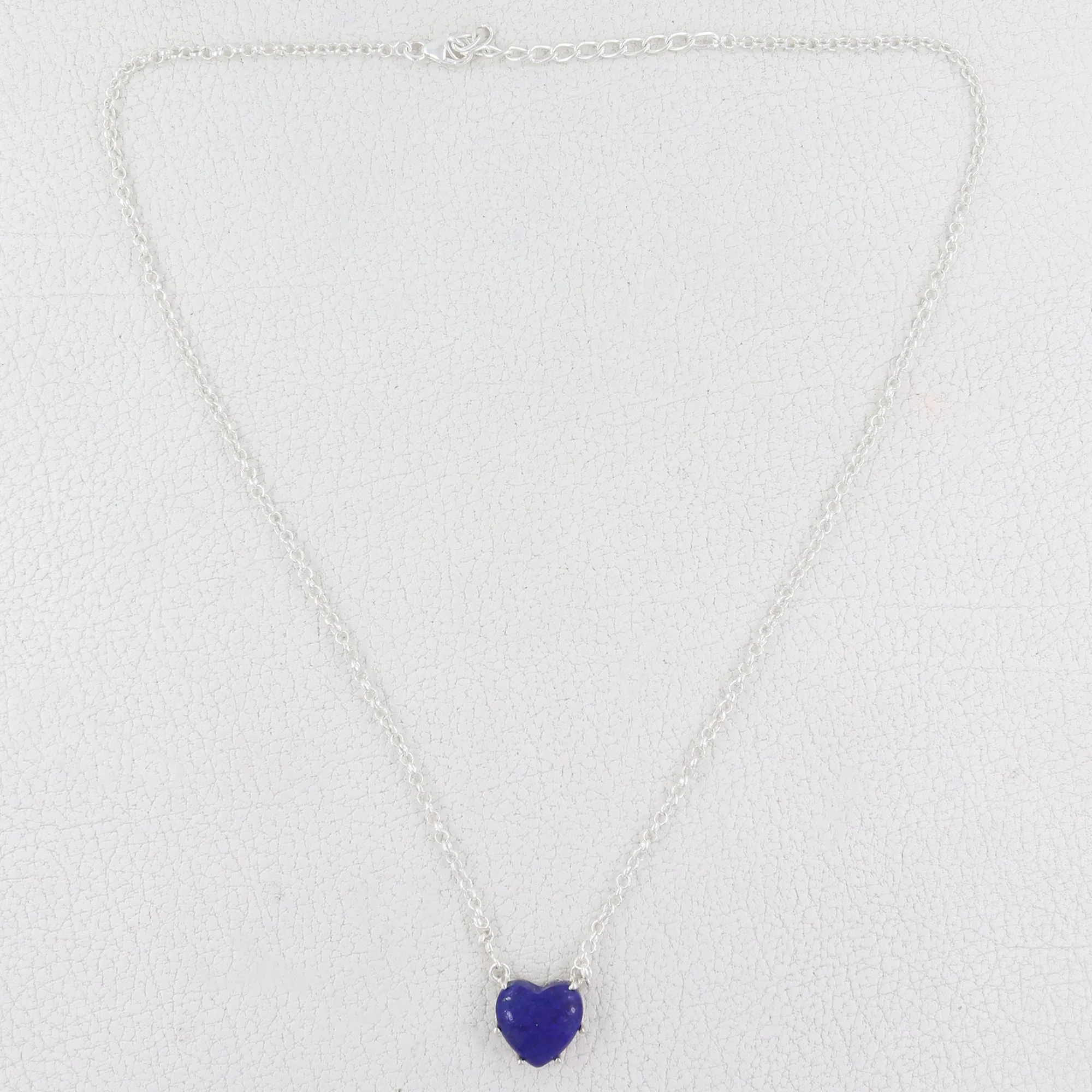 Lapis Lazuli Heart Shape Necklace, 925 Sterling Silver Handmade