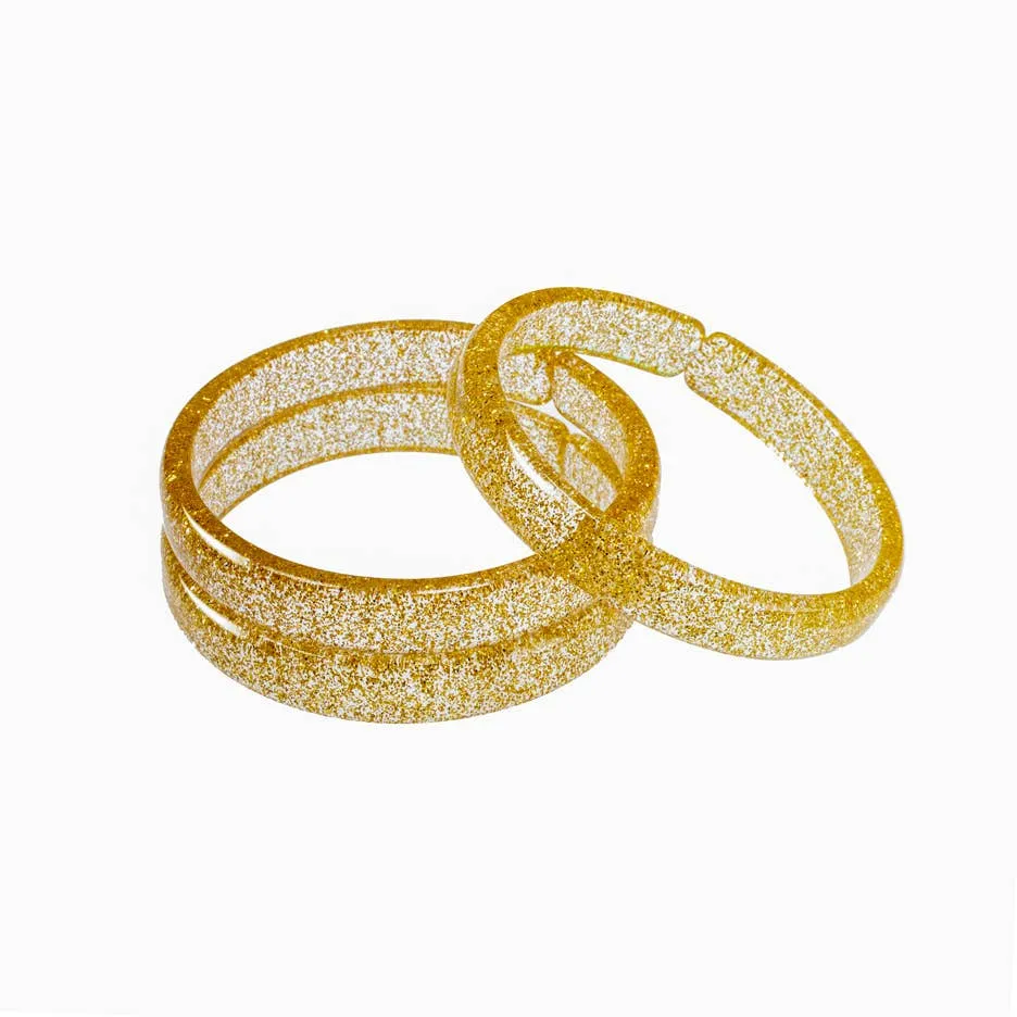 LR- Gold Glitter Bangle Set