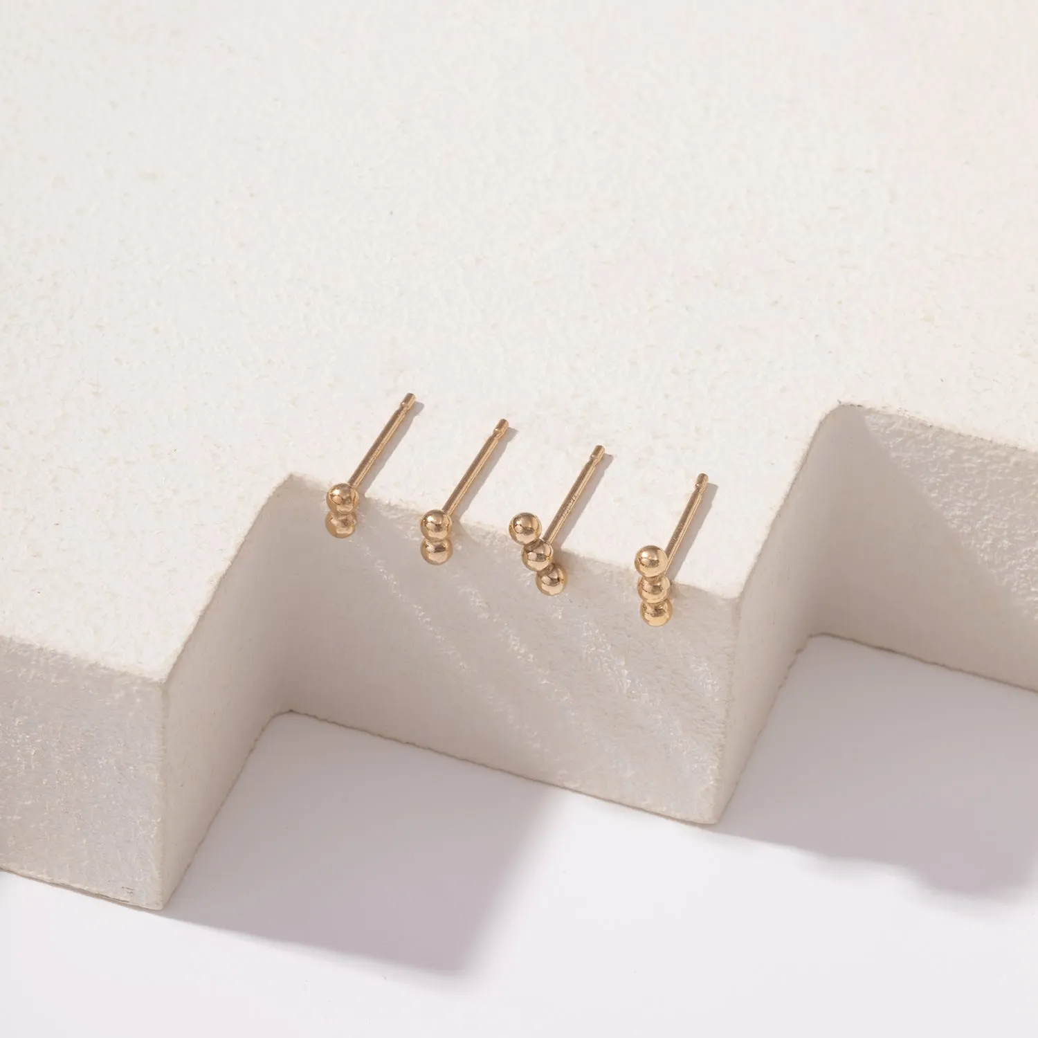 Mini Double Dot Bar Stud Earrings
