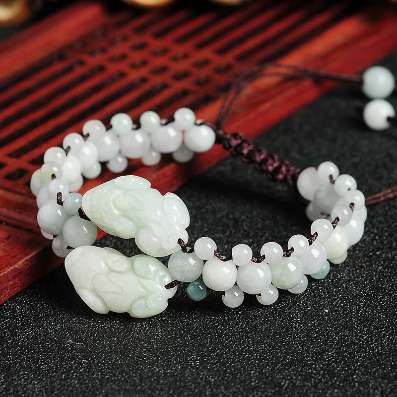 Natural Jade Bracelet Jadeite PiXiu Adjustable Bracelet WB23
