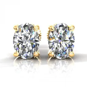No risk 0.80CT Diamond Stud Earrings in 14KT Yellow Gold