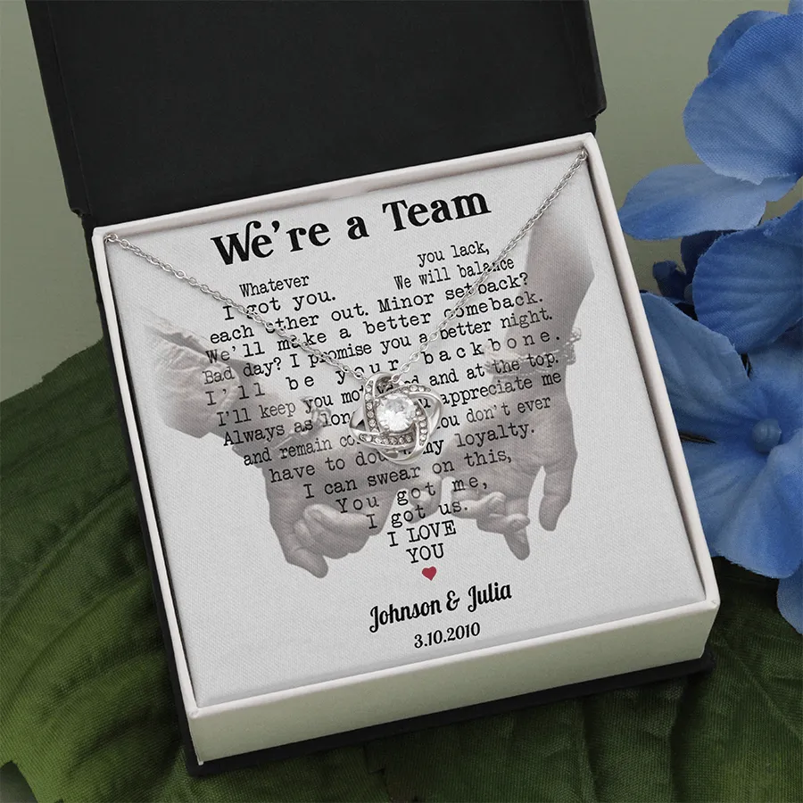 Personalized We're A Team Funny for Couple Lover Husband Wife Custom Name Necklace Valentine's Day Gift For Her, For Him