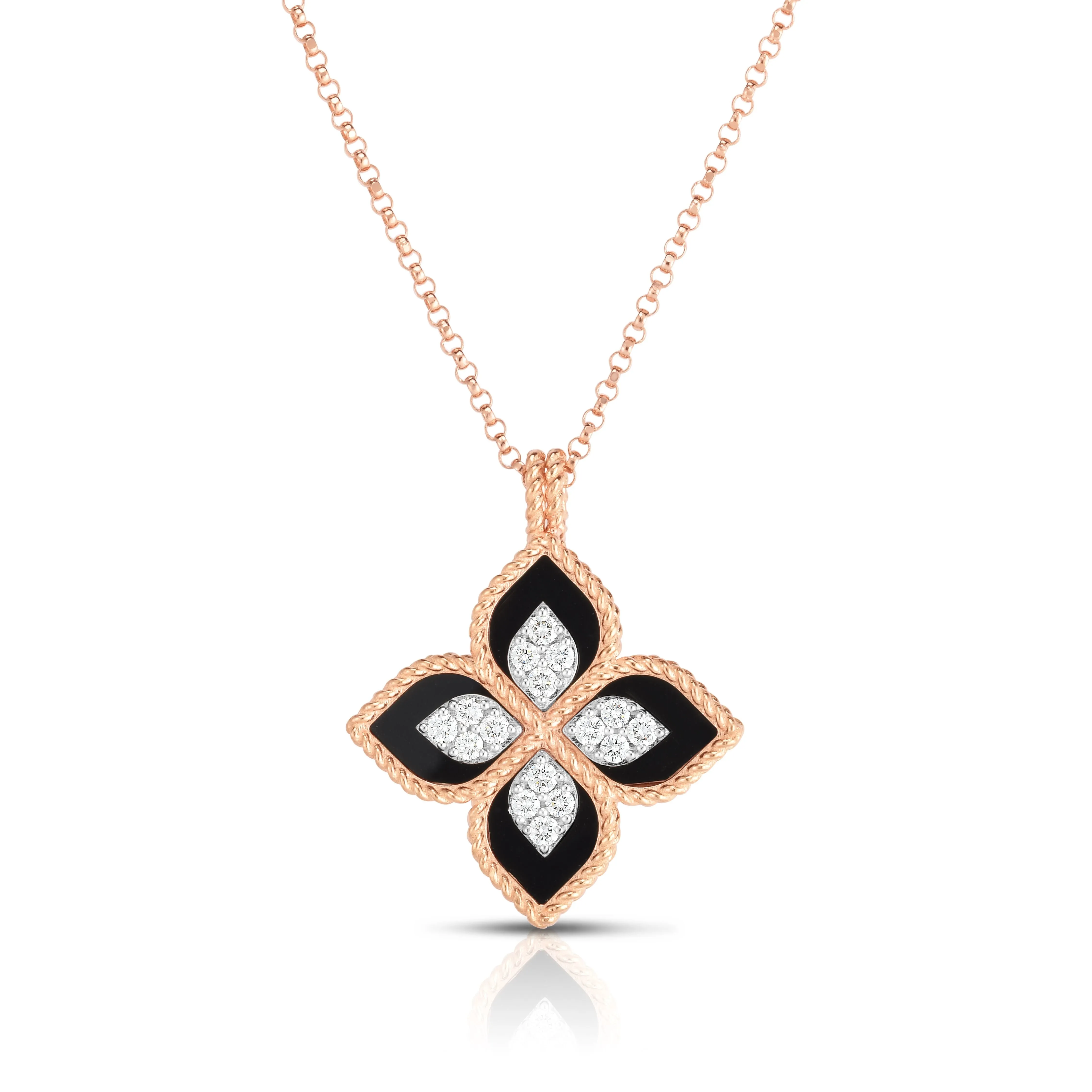 Princess Flower Black Jade and Diamond Pendant