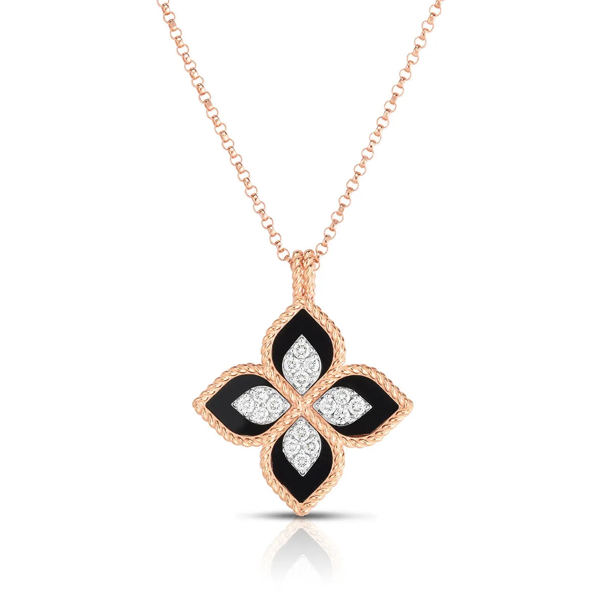 Princess Flower Black Jade and Diamond Pendant