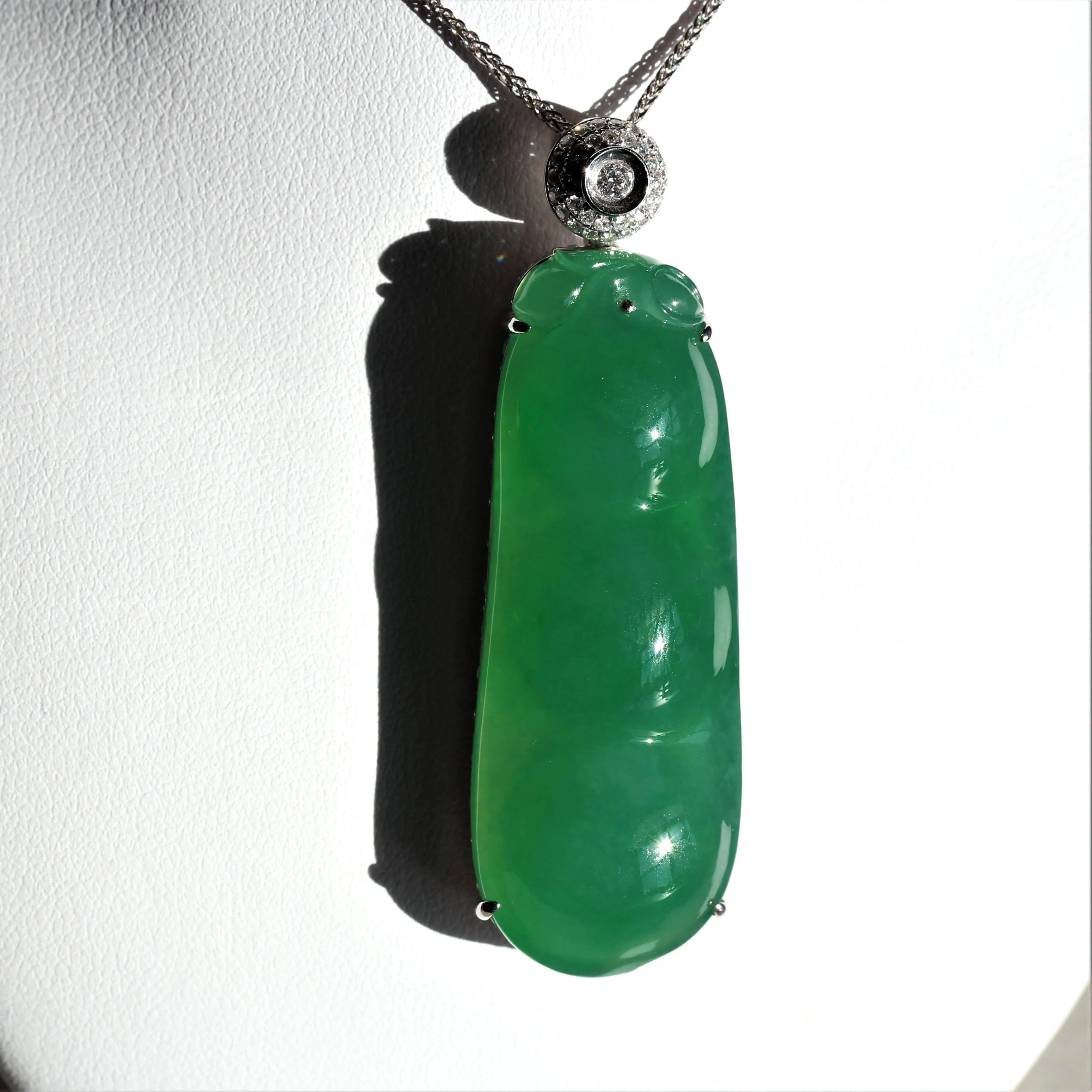 "Lucky Green Pea" High End Imperial Jadeite Baikalla Jewelry Signature Pendant