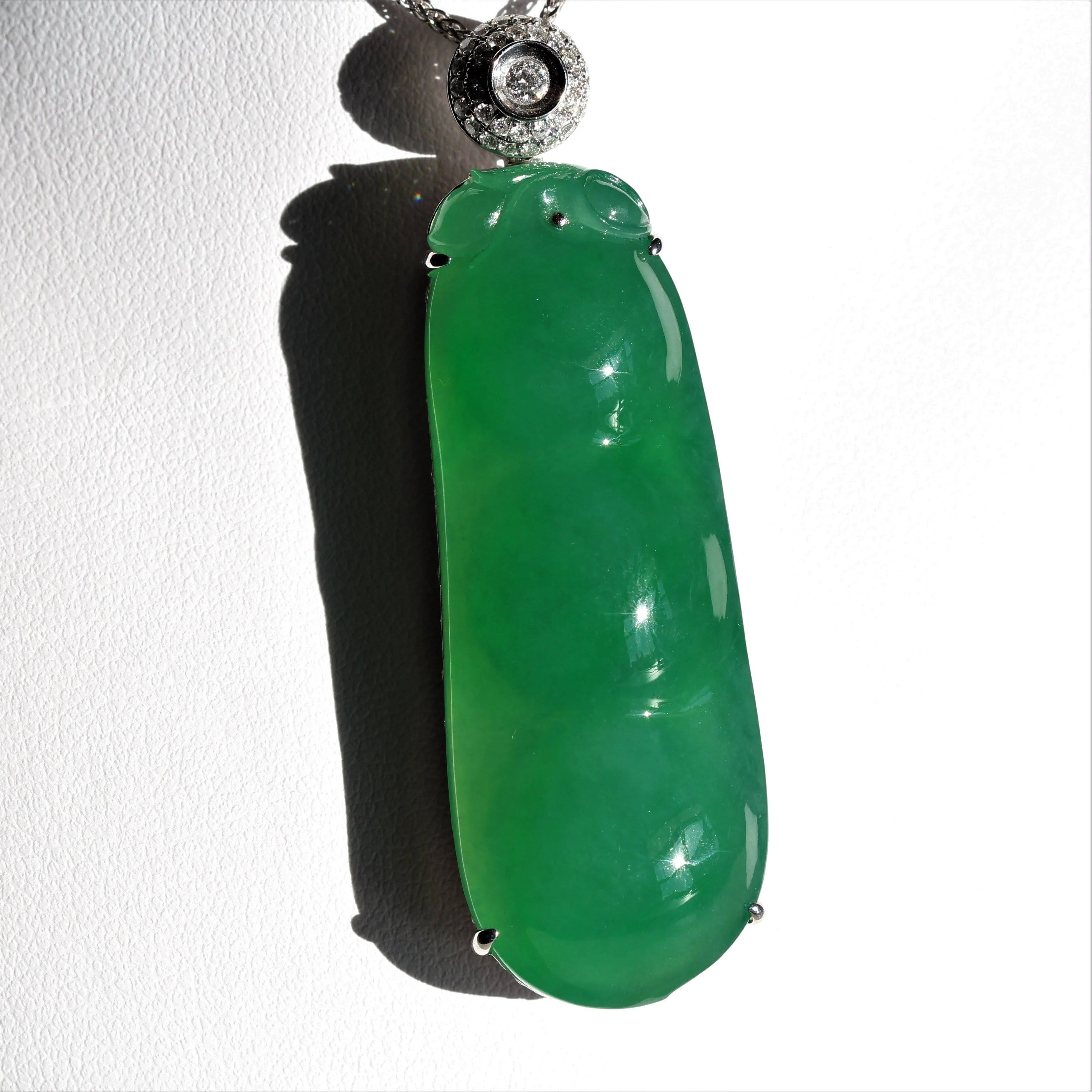 "Lucky Green Pea" High End Imperial Jadeite Baikalla Jewelry Signature Pendant