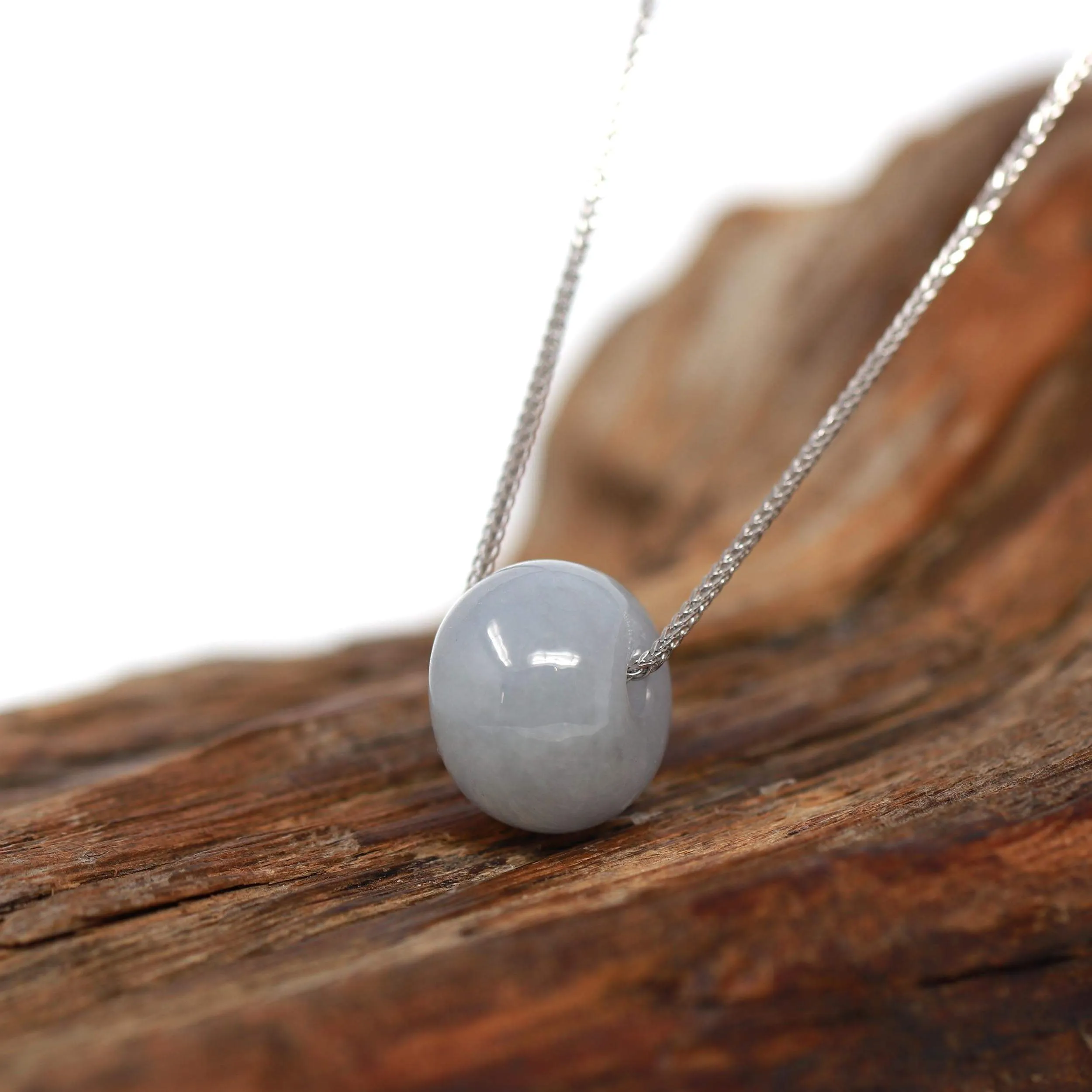 RealJade® "Good Luck Button" Necklace Light Lavender Jade Lucky KouKou Pendant Necklace