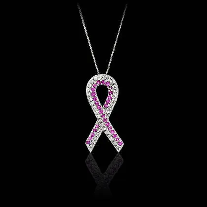 Ribbon Pendant Necklace – Diamond / Pink Sapphire