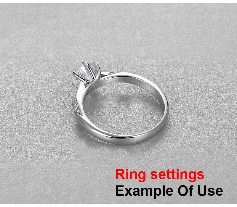 Ring Setting Blank 6.5mm 1pc 925 Sterling Silver CZ Semi Mount for 1 Round Shape Faceted Stone 6 Prongs Love Theme Wholesale Available