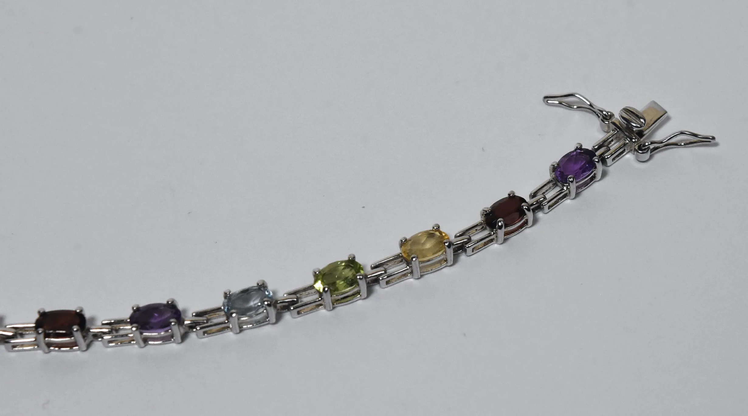 Ross-Simons - Sterling Silver Multi Gemstone Multicolor Link Bracelet