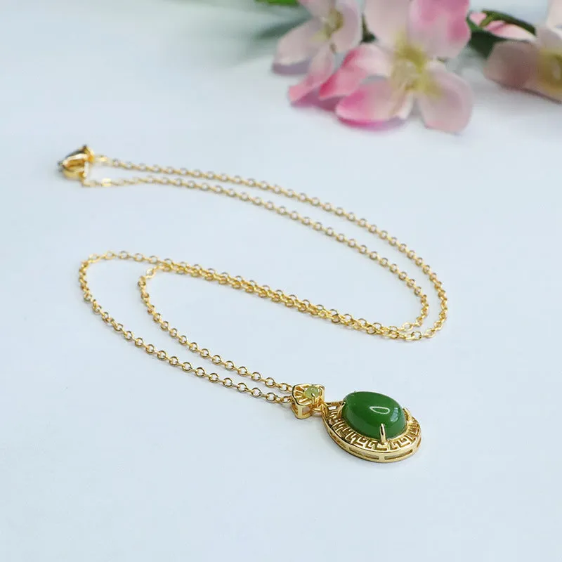 S925 Silver Natural Hotan Jade Jade Jasper Water Drop Necklac