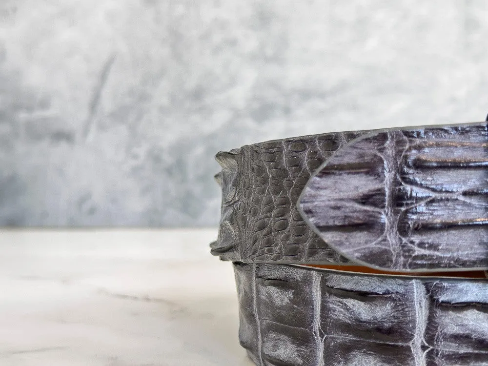 Saltwater Crocodile Belt: Antique Grey