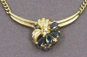 Sapphire & Diamond 9ct Yellow Gold Necklace