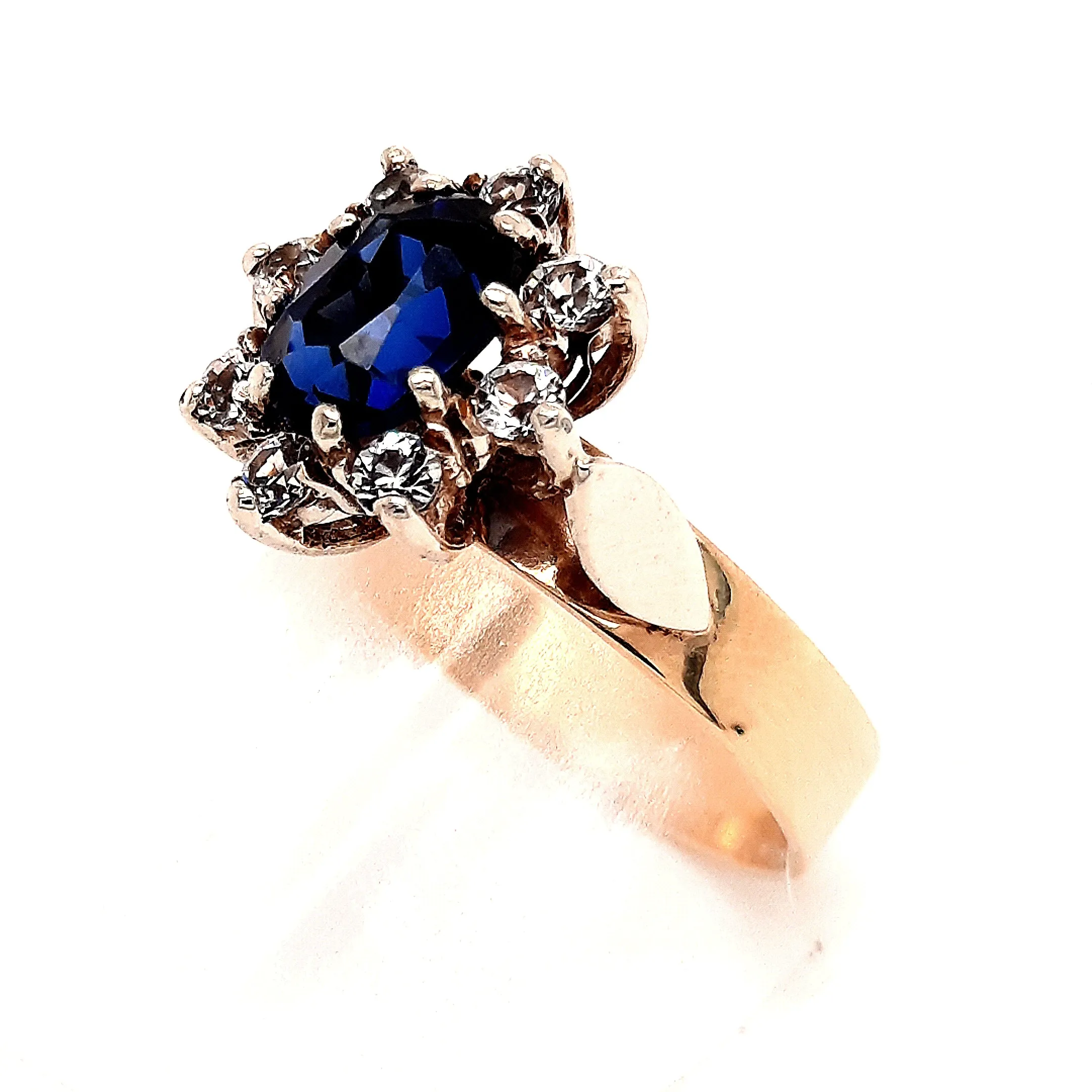 Sapphire and Spinel Yellow and White Gold Ring