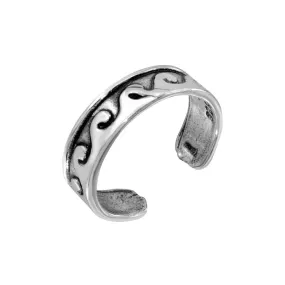 Silver 925 Wave Curl Adjustable Toe Ring - TR156-A