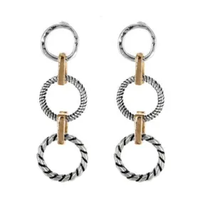 Silver Open Circle Gold Link Stud Earrings