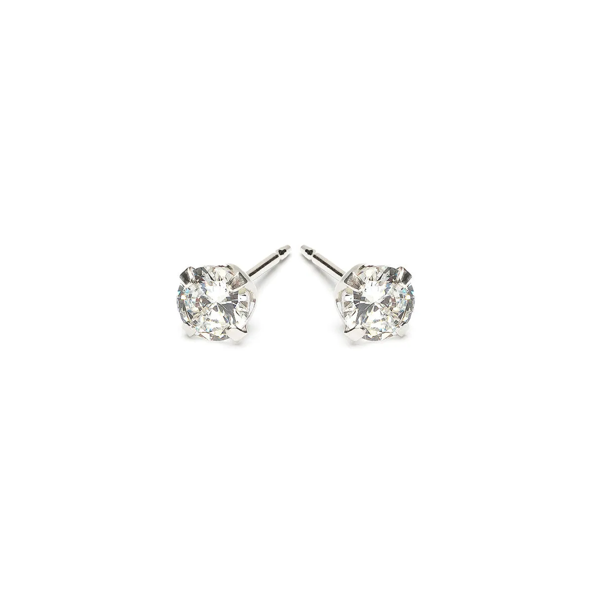 Silver Stud Earrings 4mm Round Crystal