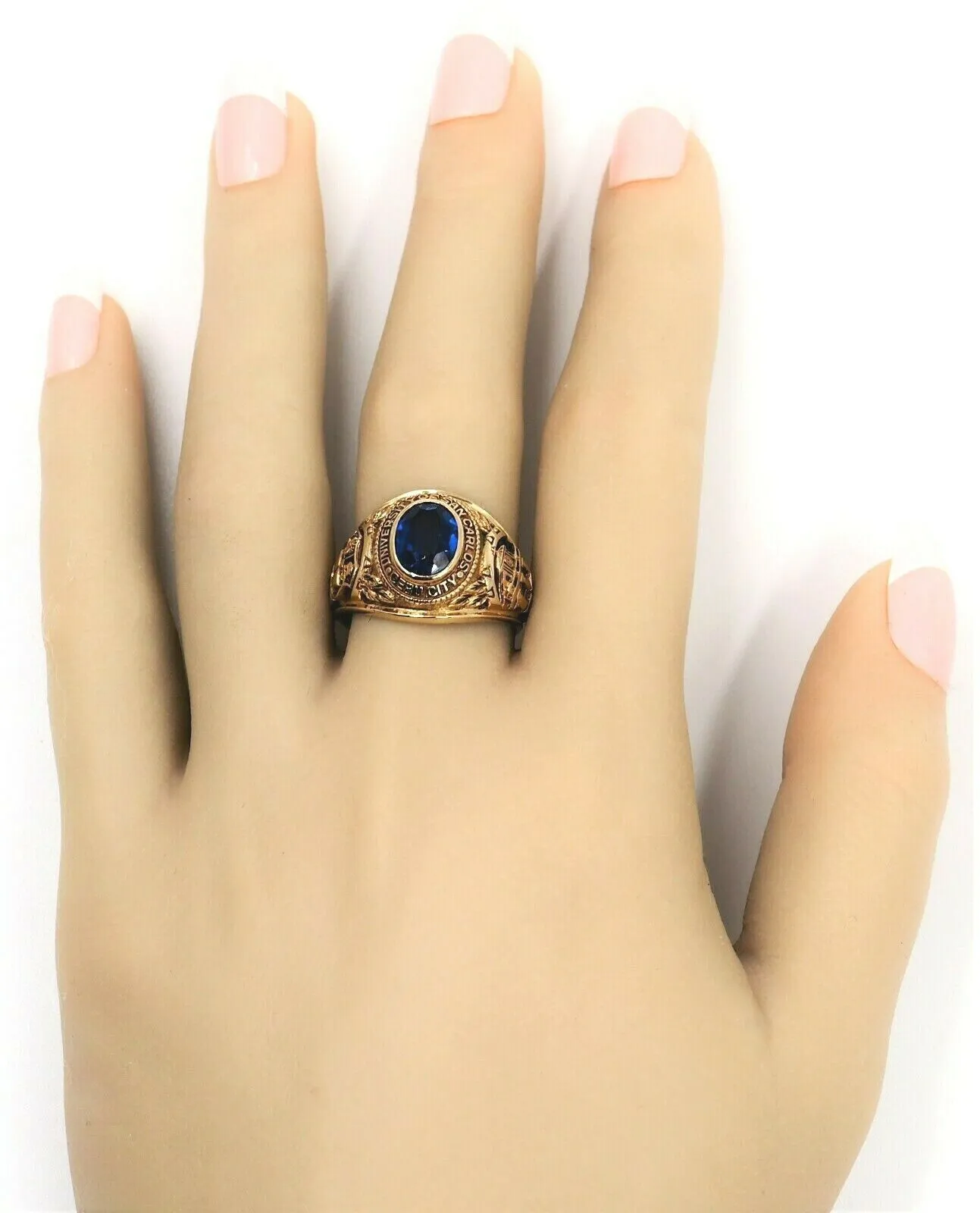 Spinel 9ct Yellow Gold Class Ring - Embossed San Carlos Cebu City University